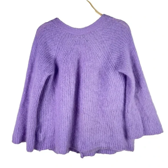 Naadam Mohair‎ Wool Blend Cardigan Sweater Size M Purple - Picture 2 of 10